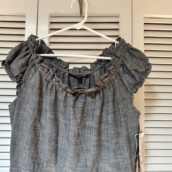Madison Leigh Lightweight Dress Medium Gray Gathered Cap Sleeves 12 NWT - Picture 5 of 16